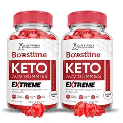 Justified Laboratories Boostline Keto ACV Gummies bottle front, vegan convenient daily snack.