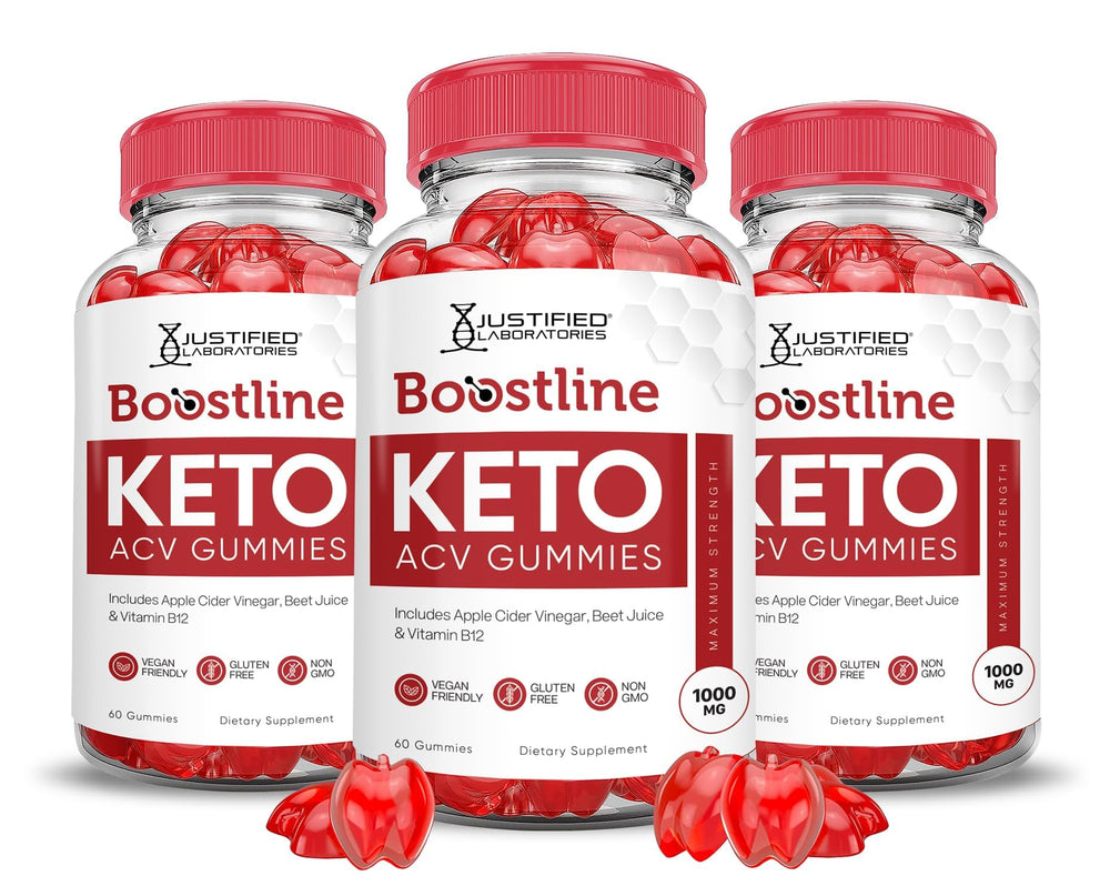 Justified Laboratories Boostline Keto ACV Gummies bottle for daily routine with keto-friendly apple cider vinegar.
