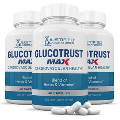 Justified Laboratories Glucotrust Max 1295mg bottle front for daily wellness