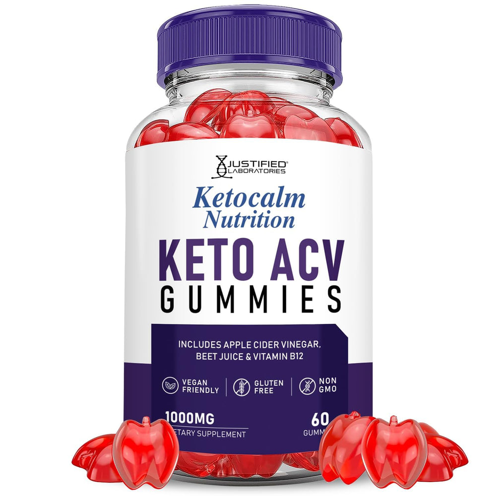 Justified Laboratories Ketocalm bottle front showing keto-friendly gummies for daily use.