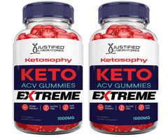Justified Laboratories Ketosophy gummies bottle; tasty daily supplement for on-the-go wellness.