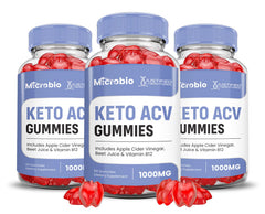 Justified Laboratories Microbio Keto ACV Gummies three-pack bottle – convenient daily wellness option.
