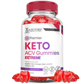 Justified Laboratories Premier Keto ACV gummies bottle front for daily nutritional support.