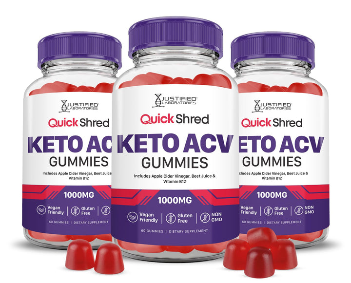 Justified Laboratories Quick Shred Keto ACV Gummies bottle for daily wellness and keto-friendly support.