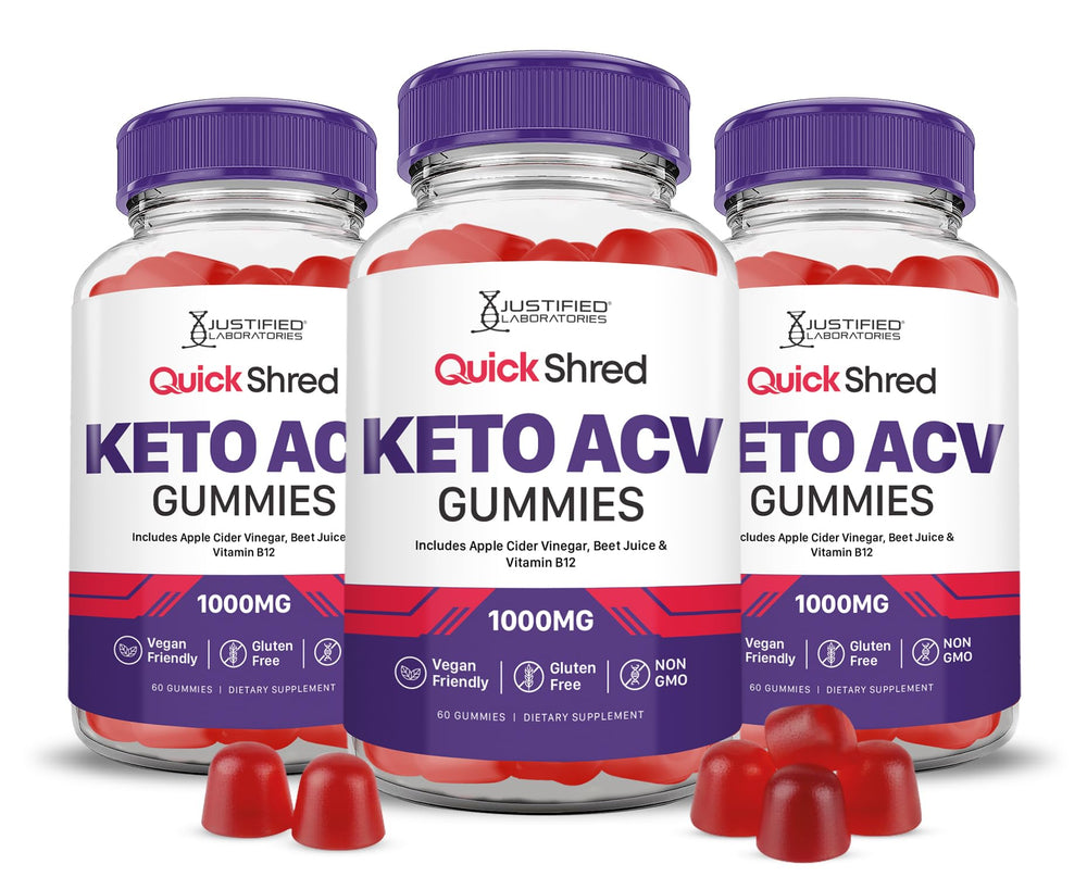 Justified Laboratories Quick Shred Keto ACV Gummies bottle for daily energy and gut-friendly support.