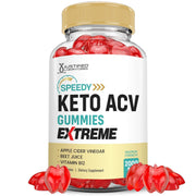 Justified Laboratories Speedy Keto ACV Gummies Extreme bottle showing vegan, high-ACV formula for daily use