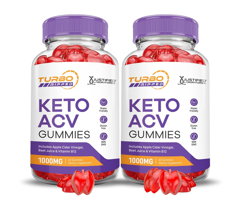 Justified Laboratories Turbo Ripped Keto ACV gummies front pack, convenient daily snack.
