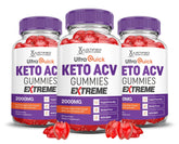Justified Laboratories Ultra Quick Keto ACV Gummies 3-pack front view for on-the-go support.