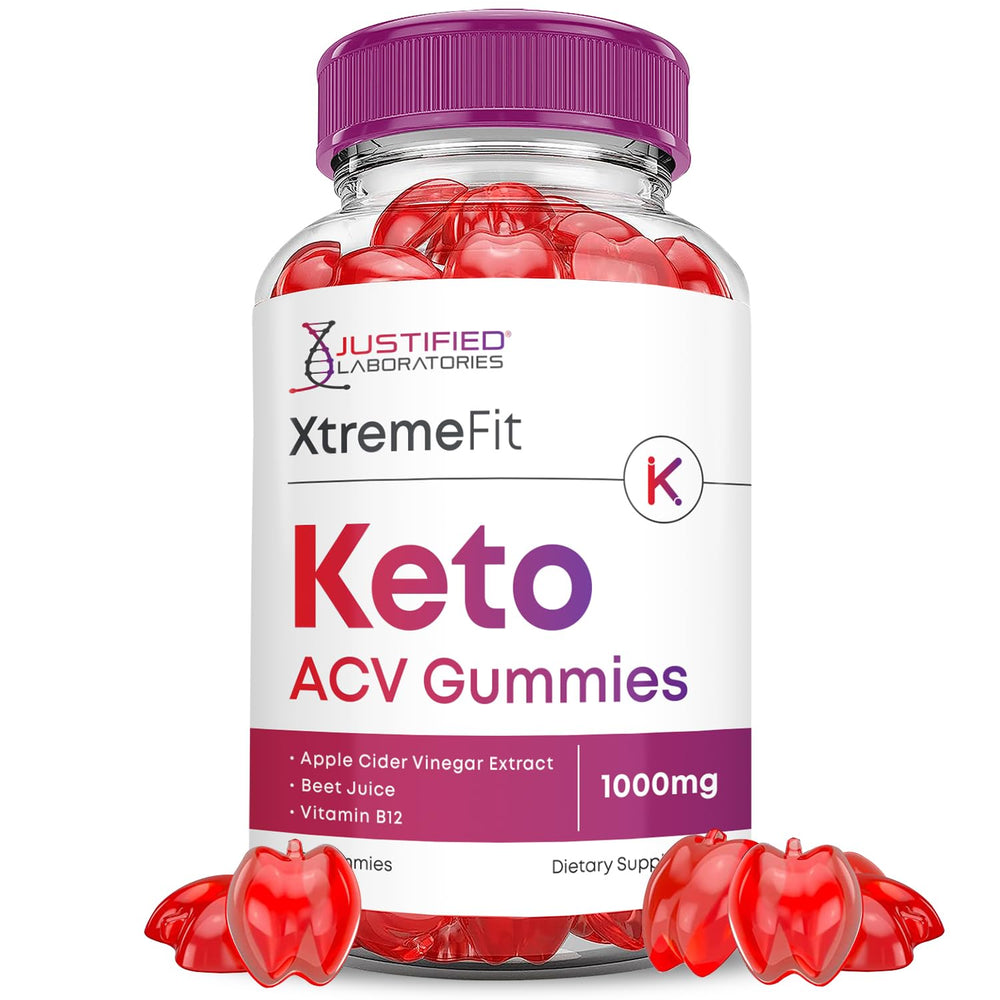 Justified Laboratories Xtreme Fit Keto ACV Gummies bottle pour for easy daily use