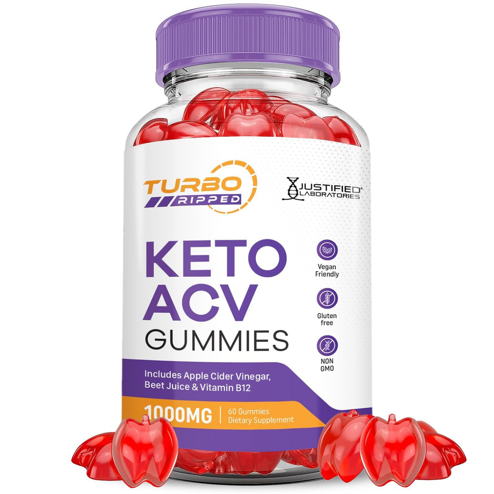 Justified Laboratories Turbo Ripped Keto Gummies bottle for convenient daily supplementation.