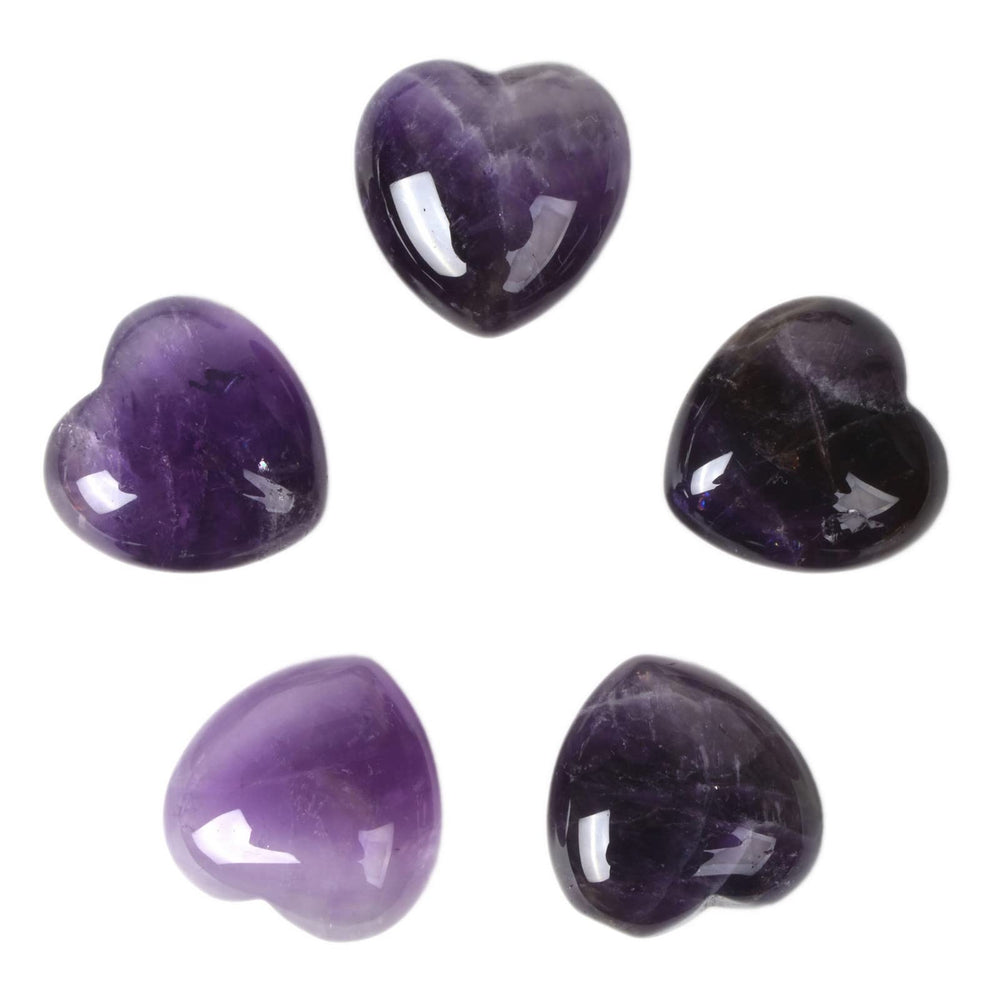 Justinstones amethyst heart stones for chakra balancing, 1 inch each