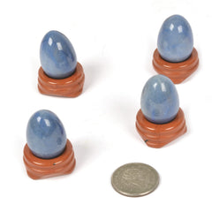 Justinstones blue aventurine egg crystal with red jasper stand for balanced energy.