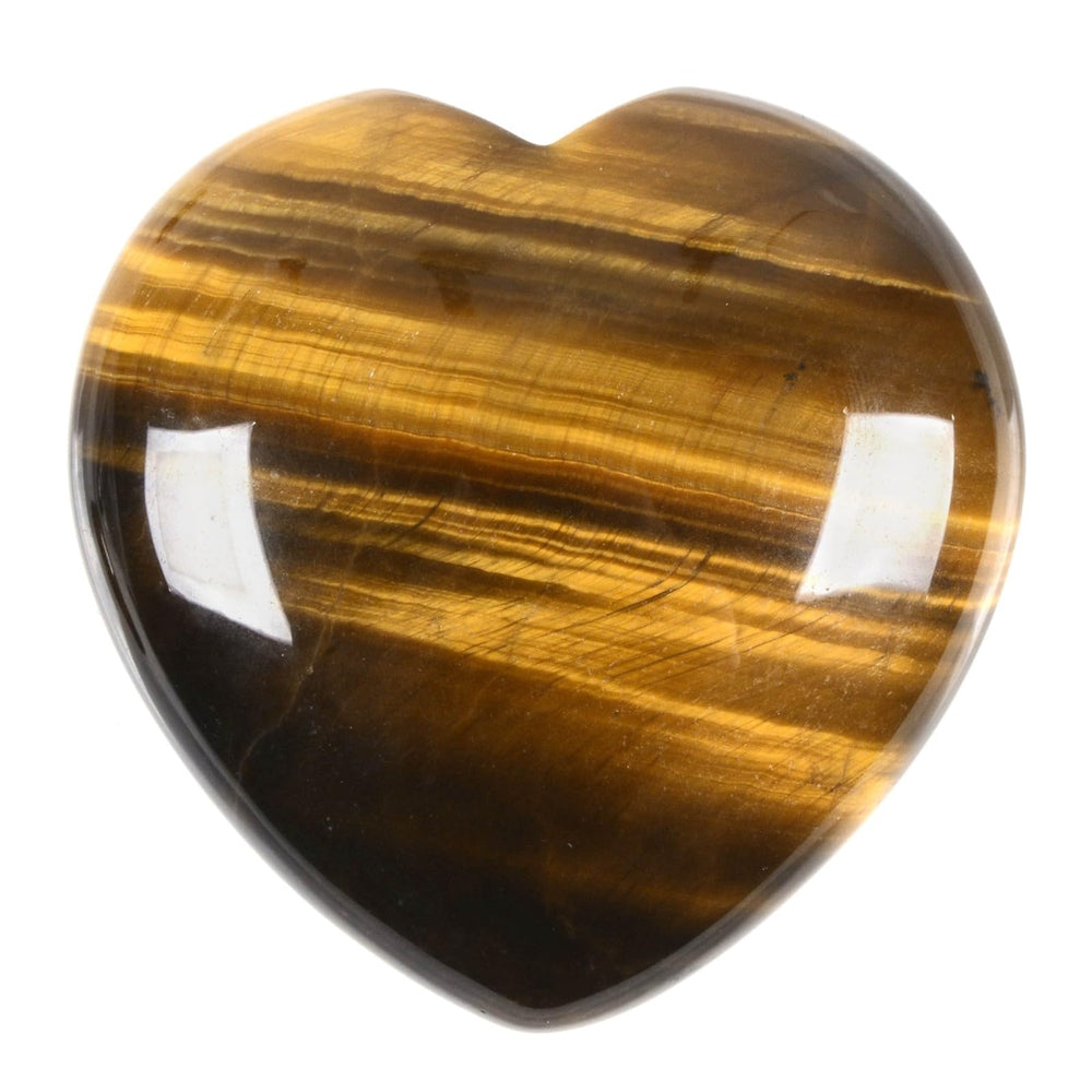 Justinstones Golden Tiger Eye Heart crystal, a calming desk ornament.
