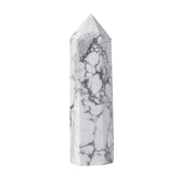 Justinstones howlite crystal tower front view for chakra balance and calm