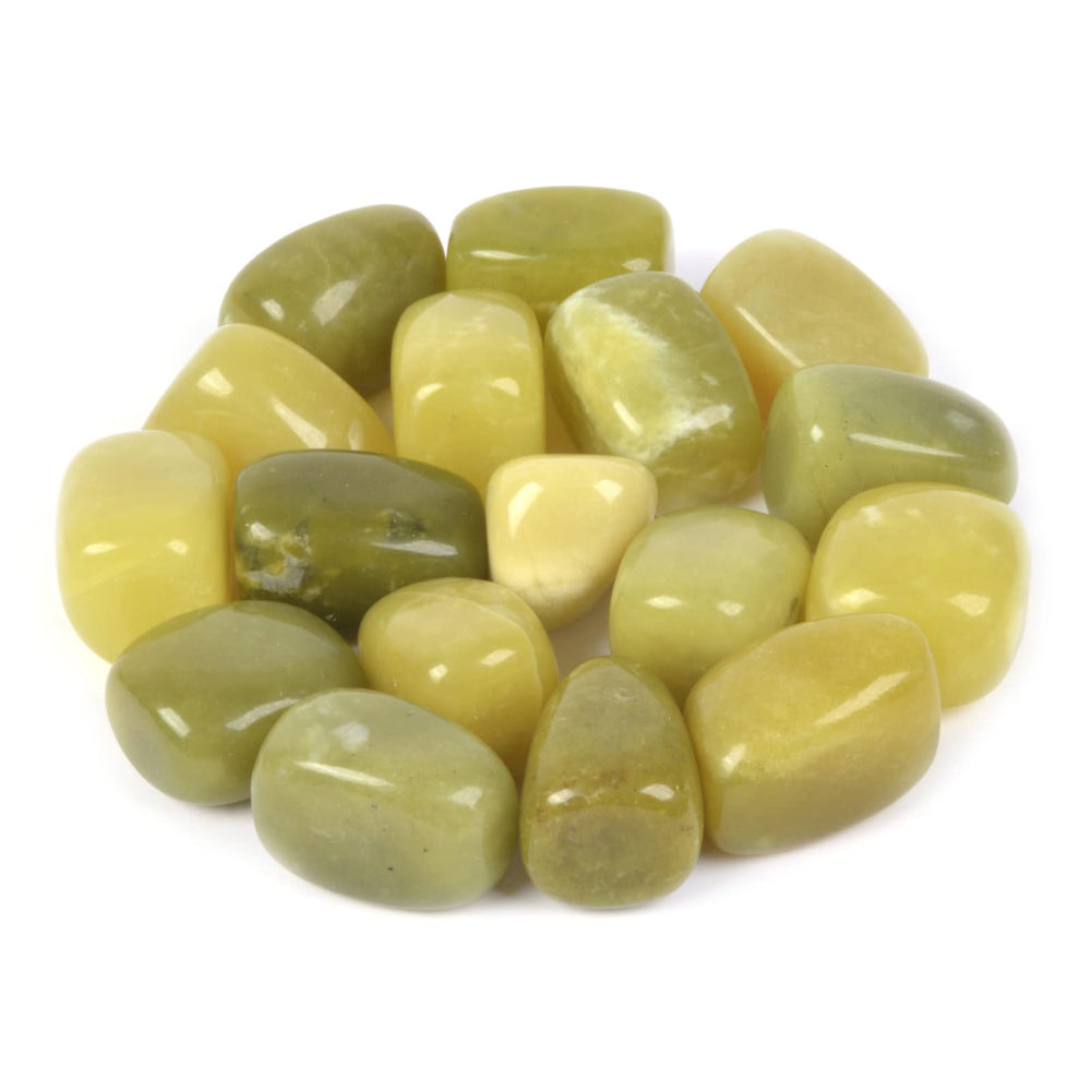 Justinstones olive nephrite tumbled stones display-ready for desk calm