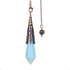 Justinstones Opalite 12-faceted pendulum ready for divination and focused meditation.