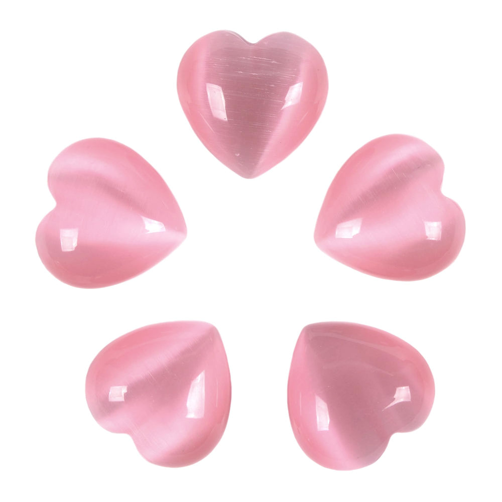 Justinstones pink cats-eye heart close-up for mindful focus and decorative charm.