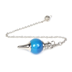 Justinstones sky blue agate pendulum with 6-inch chain, removable for necklace wear.