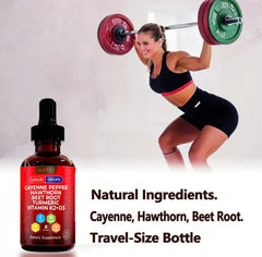 Juztec Cayenne Pepper Drops ingredient blend with cayenne hawthorn beet root.