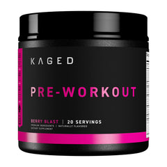 Kaged Berry Blast pre-workout tub front view for energized training sessions