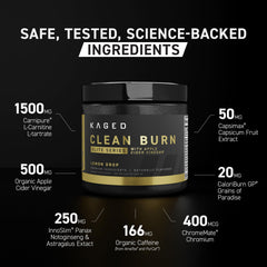 Kaged Clean Burn Elite serving scoop showing easy daily dose for sustained energy