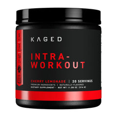 Kaged Intra-Workout Cherry Limeade bottle side view for energy during training.
