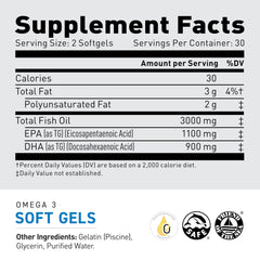 Kaged Omega 3 Softgels back-label highlights purity and third-party certifications.