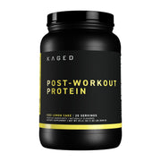 Kaged Post Workout Protein iced lemon cake bottle for post-exercise recovery.