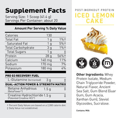 Kaged Post Workout Protein iced lemon cake powder poured into a glass for quick mix.