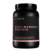 Kaged Post Workout Protein bottle in strawberry lemonade flavor supports post-training recovery.