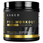 Kaged Pre Workout Elite Stim Free Orange Mango bottle for caffeine-free workouts.