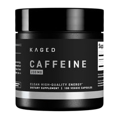 Kaged PurCaf caffeine pill bottle front for pre-workout energy.