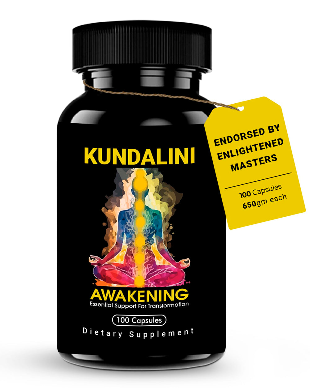 Kailash Herbals Kundalini Awakening capsules bottle on a clean surface for daily meditation