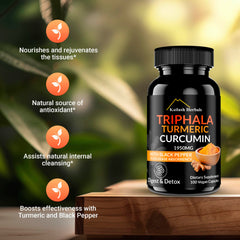 Kailash Herbals Triphala Turmeric Curcumin capsules ready for daily wellness routine