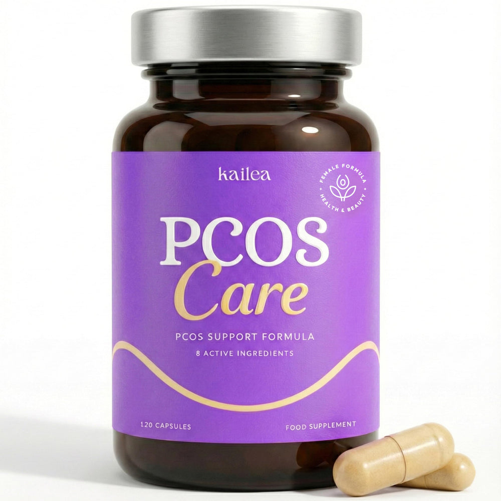 Kailea 8-in-1 PCOS supplement bottle pour for easy daily use and balance support.