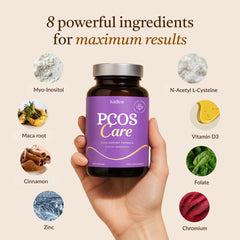 Kailea label view shows vegan, non-GMO 30-day supply for trusted PCOS support.