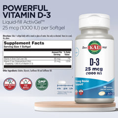 ActivGel liquid-filled softgels delivering vitamin D3 efficiently.