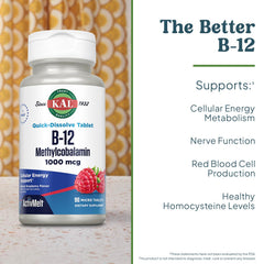 KAL methylcobalamin 1000mcg microtabs pack for high-absorption B12 support.