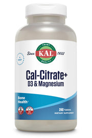 KAL Cal-Citrate+ bottle front with clear label for easy purchase and trust.