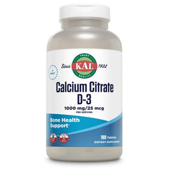 KAL Calcium Citrate D-1000 IU tablets 180-count bottle close-up for bioavailability