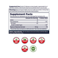 Kal Calming Magnesium Powder label closeup shows chelated glycinate for higher absorption.