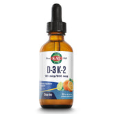 KAL D3 K2 DropIns bottle front with citrus flavor and compact 2 oz size.