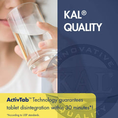KAL DHEA tablets close-up, ready for daily vegetarian supplementation