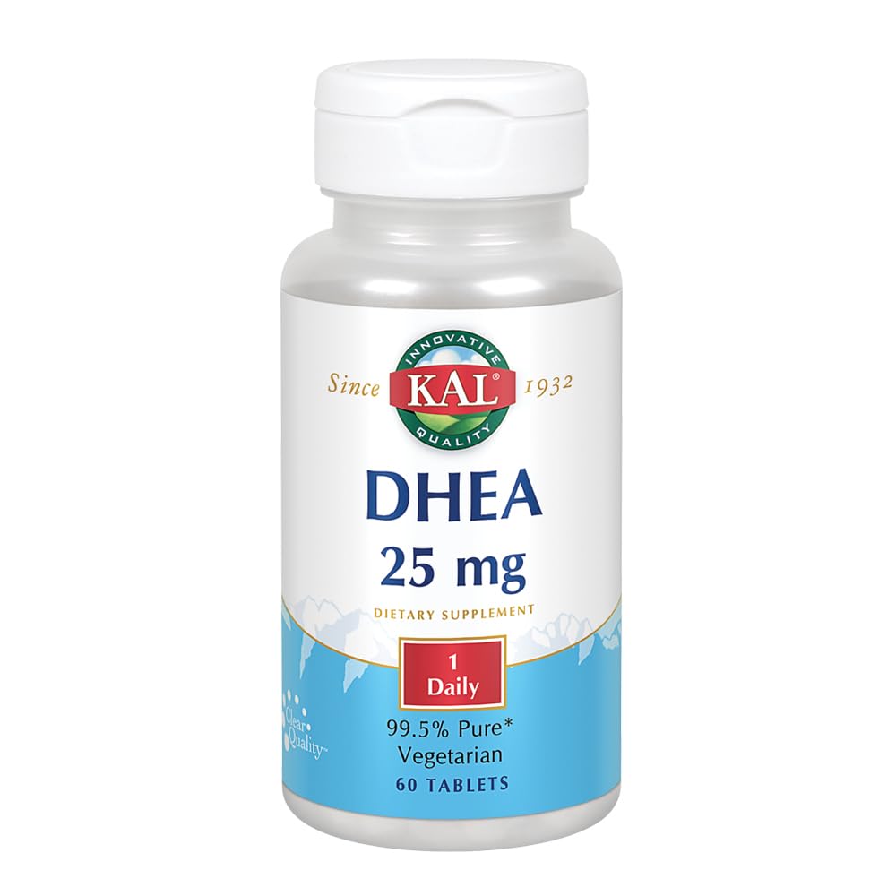 KAL DHEA vegetarian tablets front view, highlighting purity and vegetarian suitability