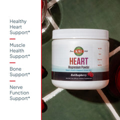 KAL Heart Raspberry flavor scoop ready to mix with water.
