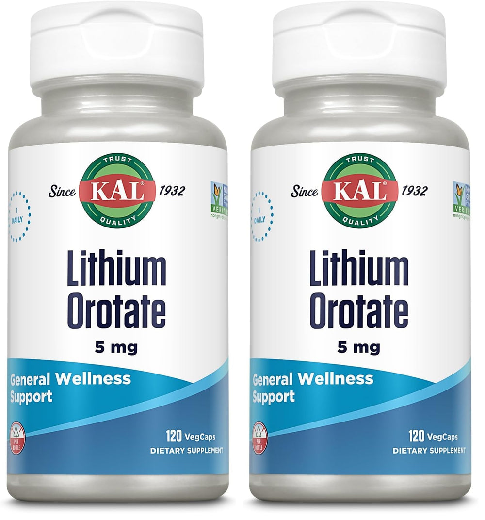 KAL Lithium Orotate 5 mg bottle - low-dose daily support.