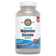 Kal Magnesium Glycinate bottle label highlighting premium chelated formula