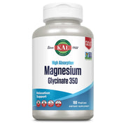 KAL Magnesium Glycinate capsules bottle shows high-absorption magnesium for daily wellness.
