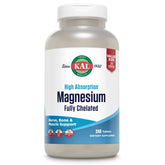 KAL magnesium glycinate tablets bottle front; easy-to-digest daily support.