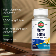 KAL Methyl Folate lemon ActivMelt tablets ready for use.